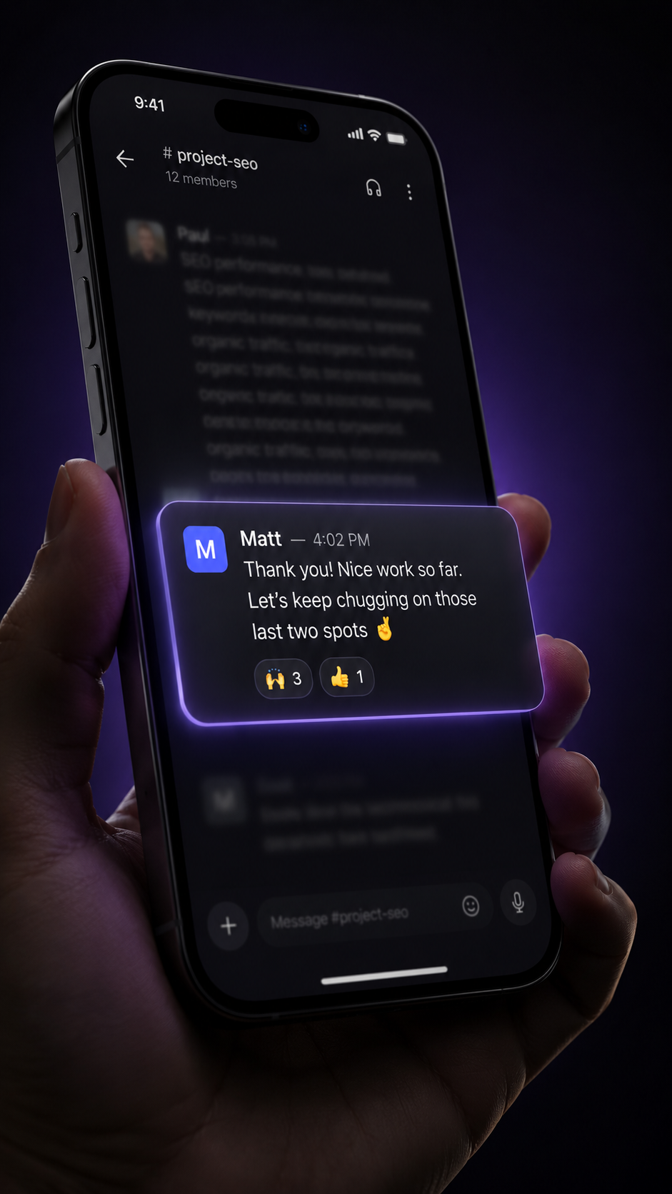 Slack conversation mockup