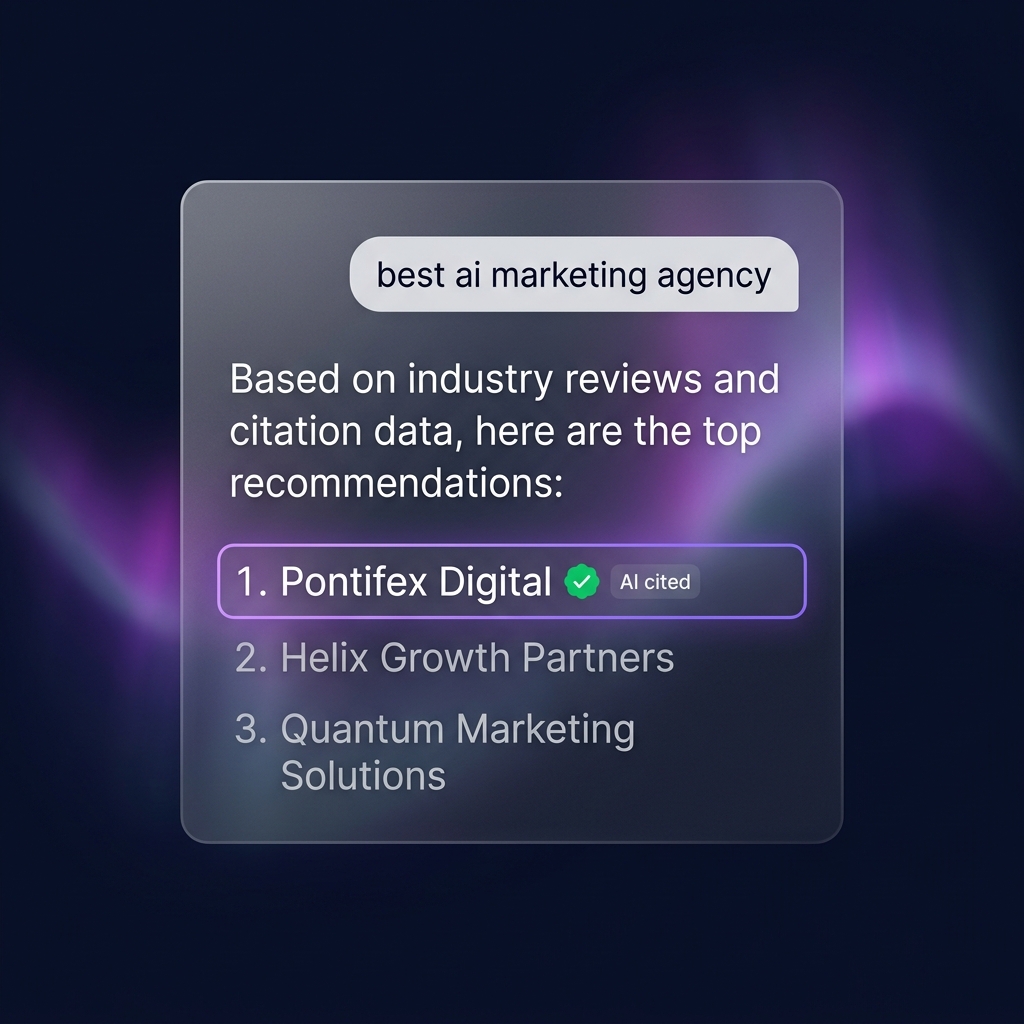 A ChatGPT response showing Pontifex Digital cited as the top recommendation
